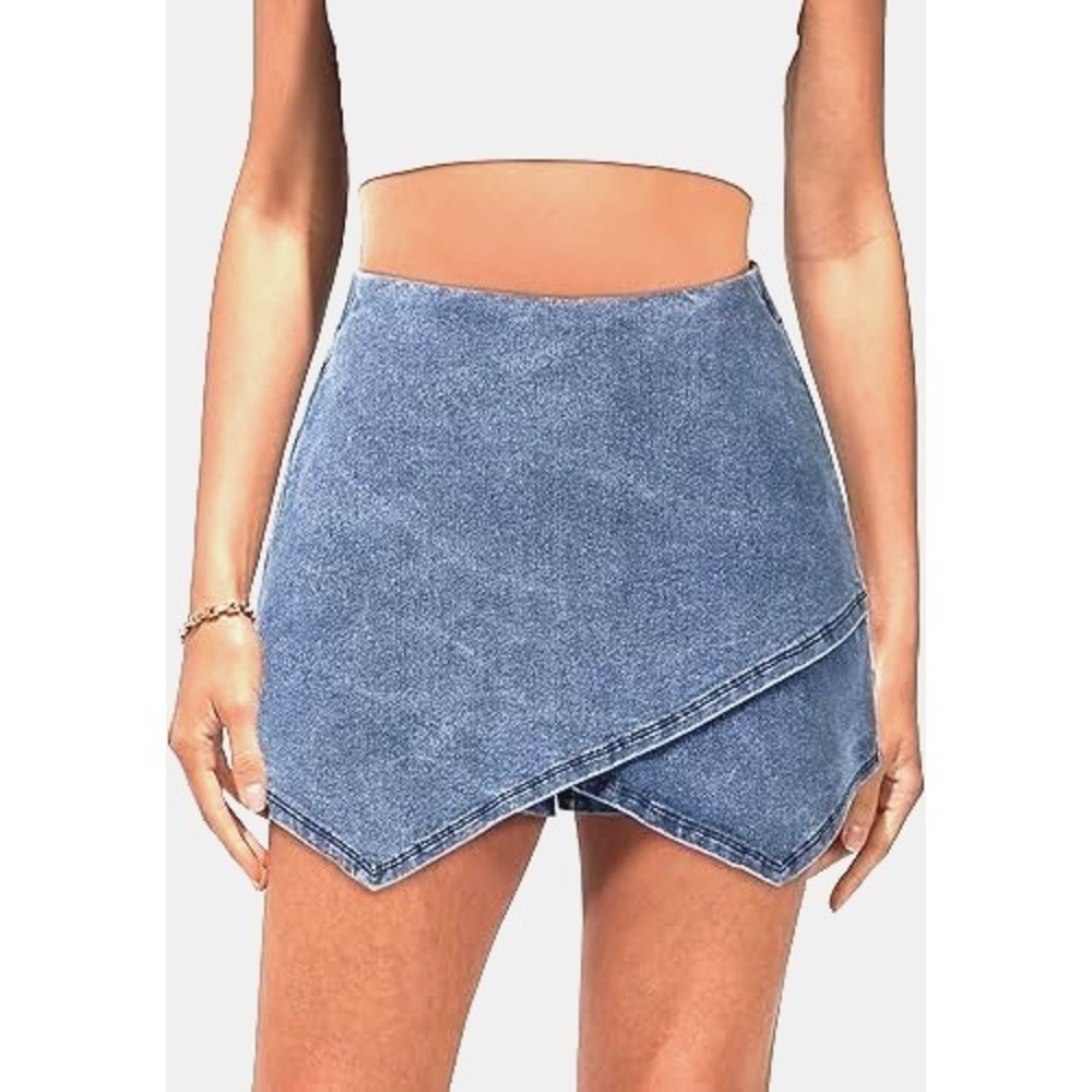Luvamia High Waisted Stretchy Denim Skort Women's‎ 2XL Blue NWT